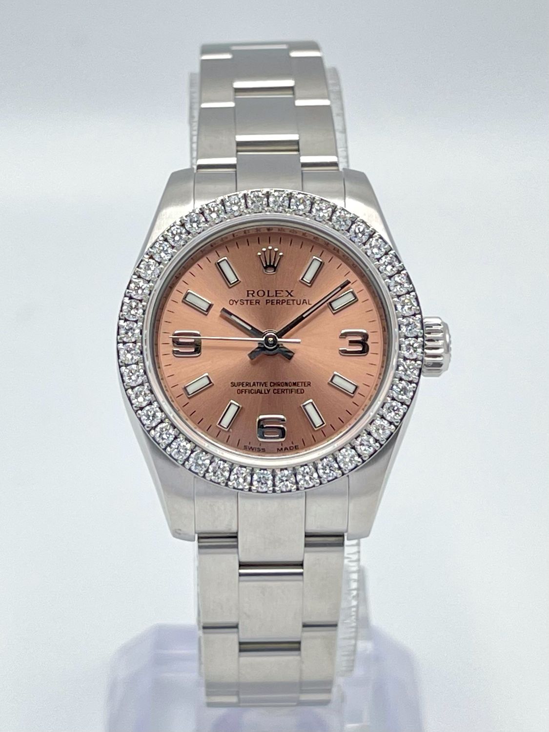 Rolex Oyster Perpetual 176234 26mm 3 6 9 Salmon Dial Diamond Bezel Papers