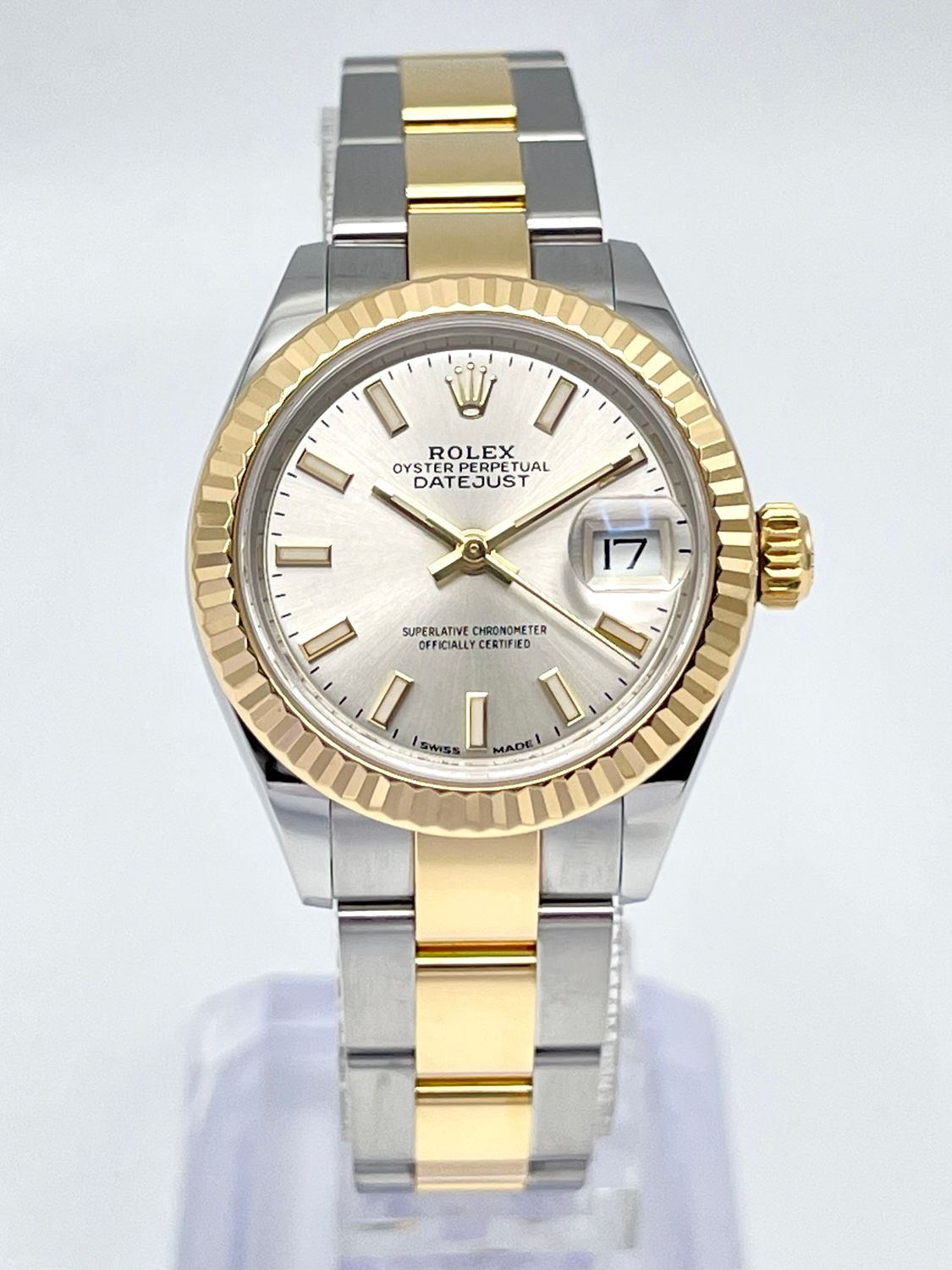 Rolex Datejust 28mm 279173 Two Tone Yellow Gold Silver Dial Fluted Bezel Oyster