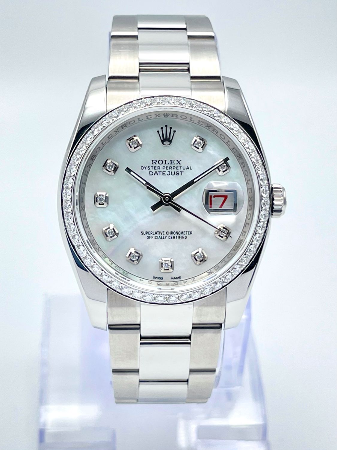 Rolex Datejust 116200 36mm MOP Diamond Dial &amp; Diamond Bezel Oyster Box