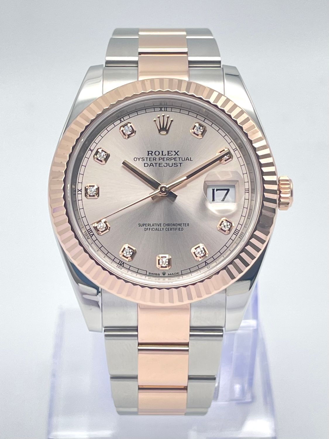 Rolex Datejust 126331 Bi-Metal Everose 41mm Sun Dust Diamond Dial Oyster Papers