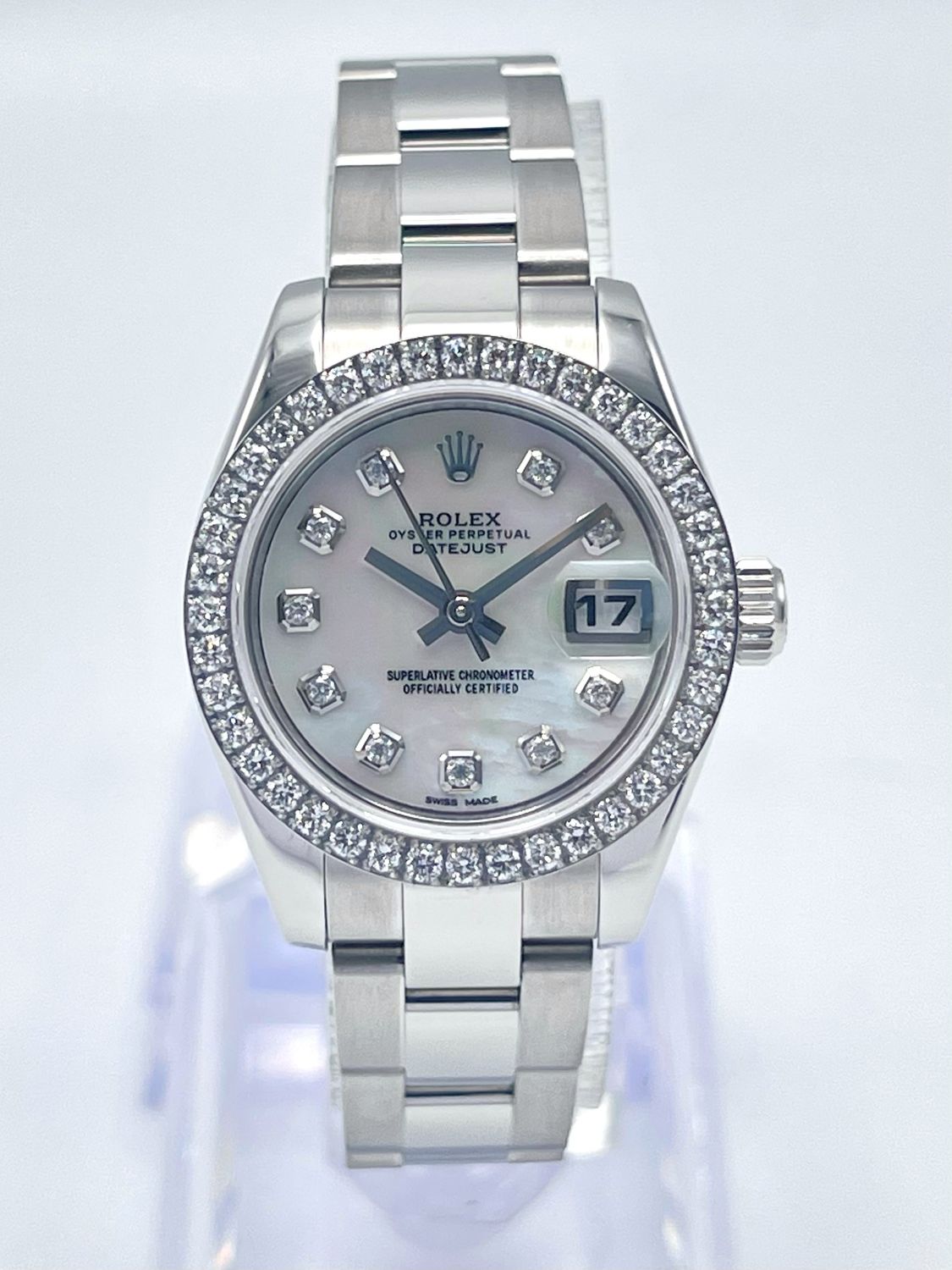 Rolex Datejust Ladies 26mm 179160 MOP Diamond Dial &amp; Diamond Bezel Box Papers