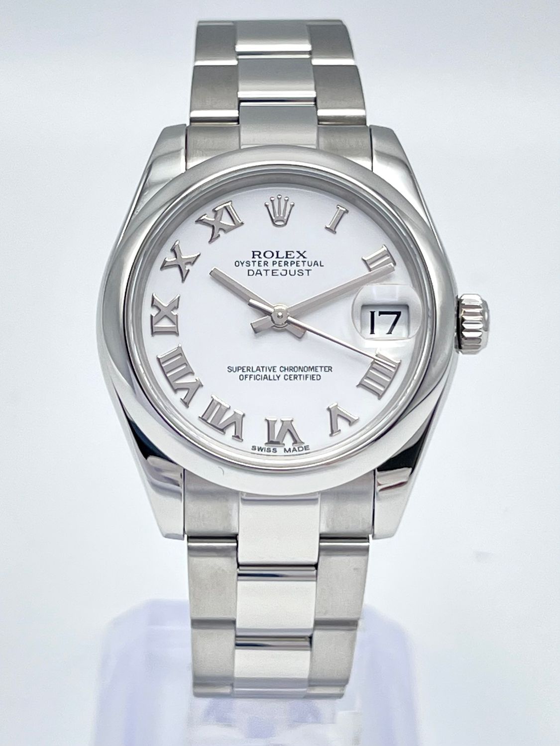 Ladies Rolex Datejust 31mm 178240 White Roman Dial Smooth Bezel Oyster Papers