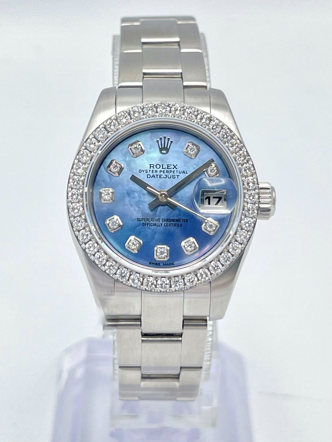 Rolex Datejust Ladies 26mm 179160 Blue MOP Diamond Dial &amp; Diamond Bezel Box