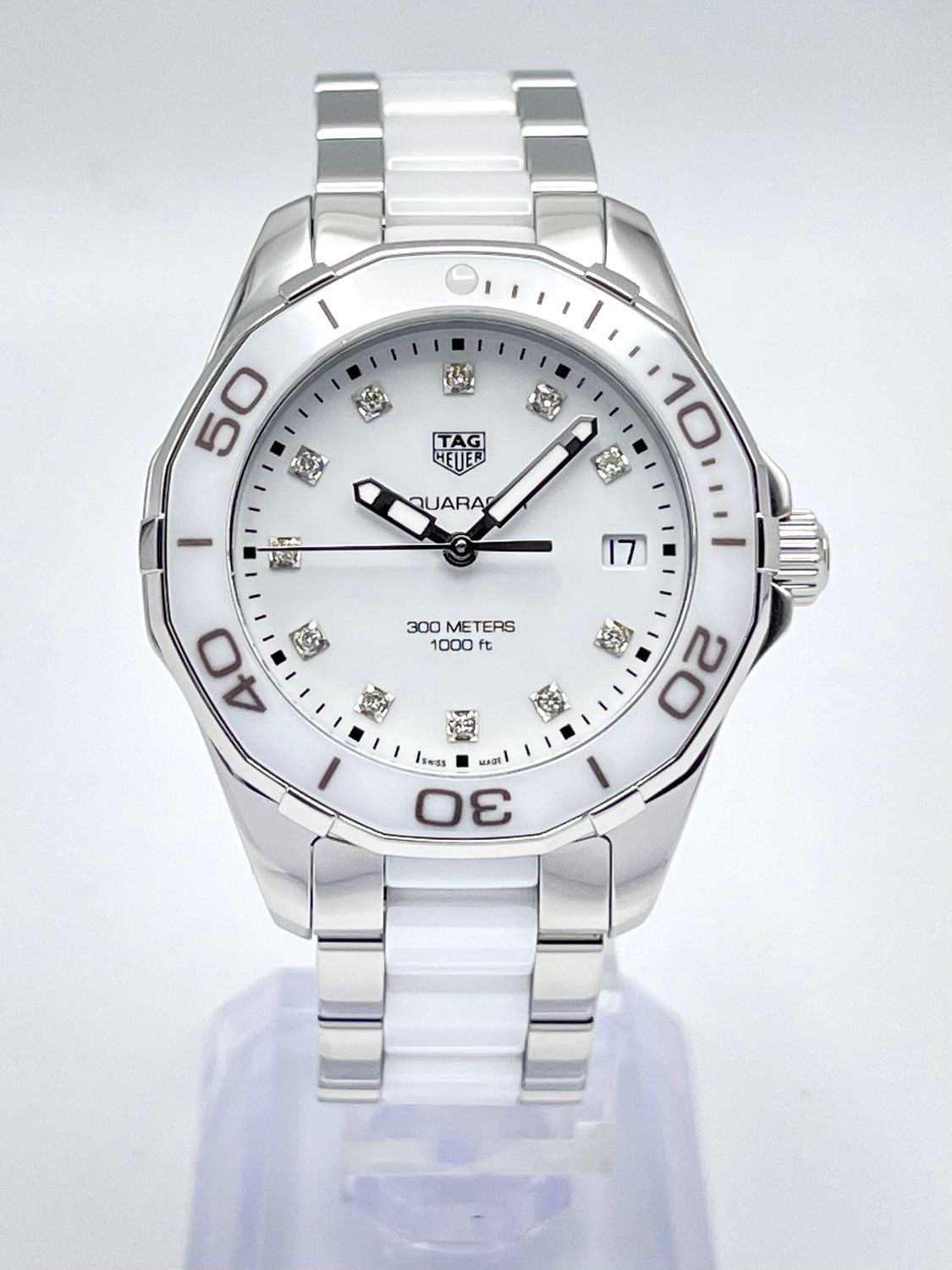 Tag Heuer Aquaracer WAY131D 35mm White Dial White Ceramic Bezel Papers