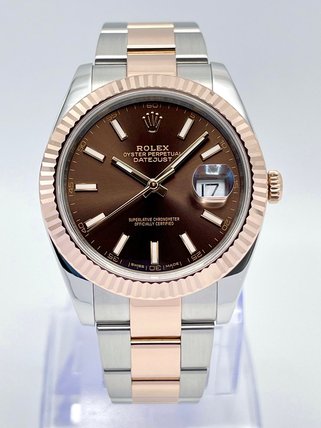Rolex Datejust 126331 Bi-Metal Everose 41mm Brown Chocolate Dial Oyster Papers