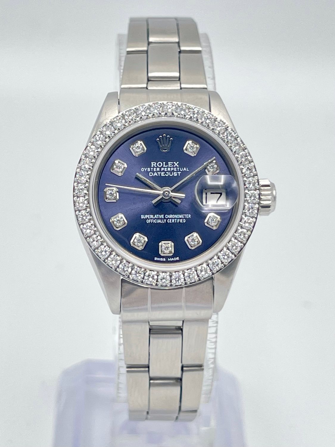 Ladies Rolex Datejust 26mm 6916 Blue Diamond Dial Diamond Bezel Oyster