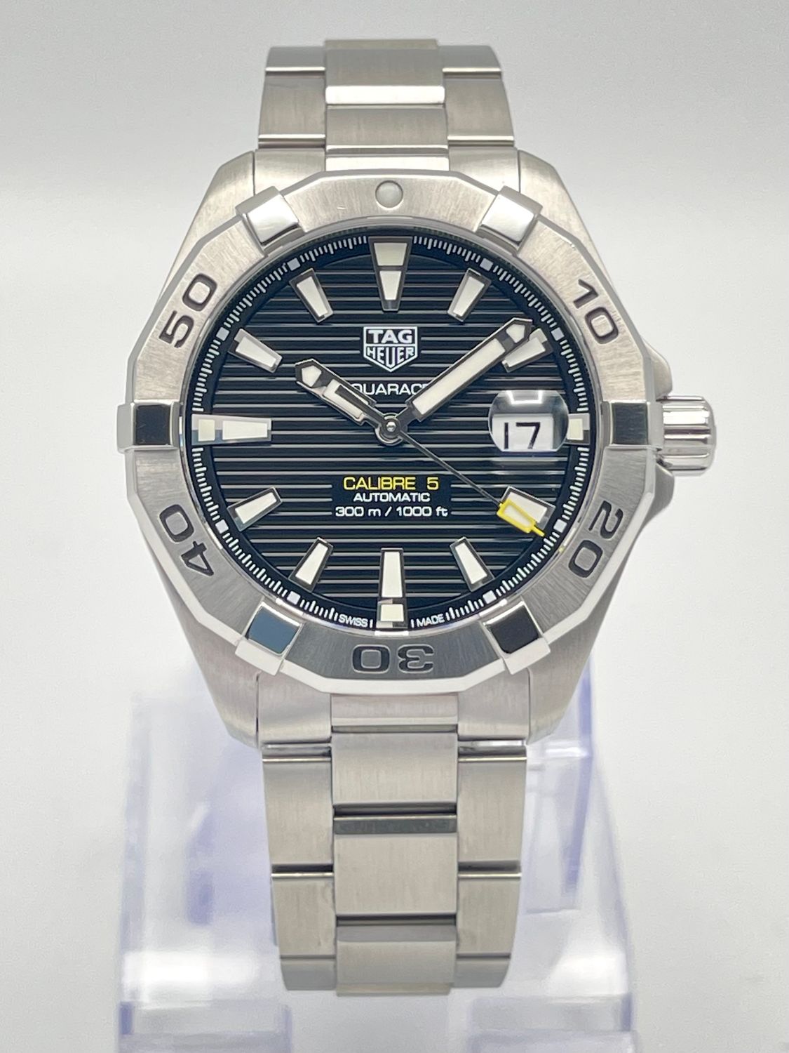 Tag Heuer Aquaracer 41mm WBD2110 Black Dial Steel Bezel Automatic Papers