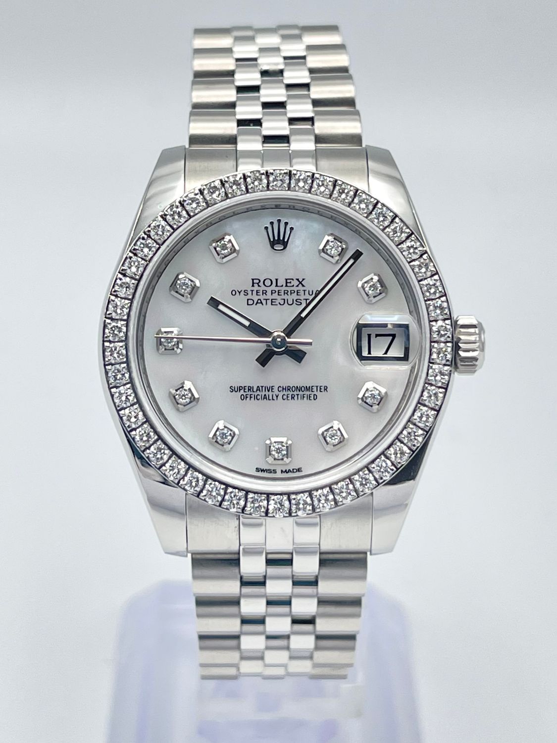 Ladies Rolex Datejust 31mm 178240 Mother of Pearl Dial Diamond Bezel Jubilee Box