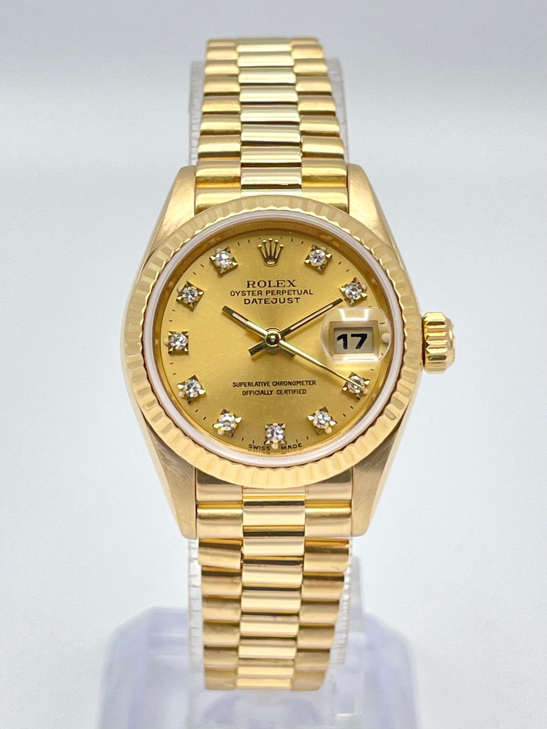 Rolex Datejust 26mm 18ct Yellow Gold 69178 Champagne Diamond Dial Fluted Papers