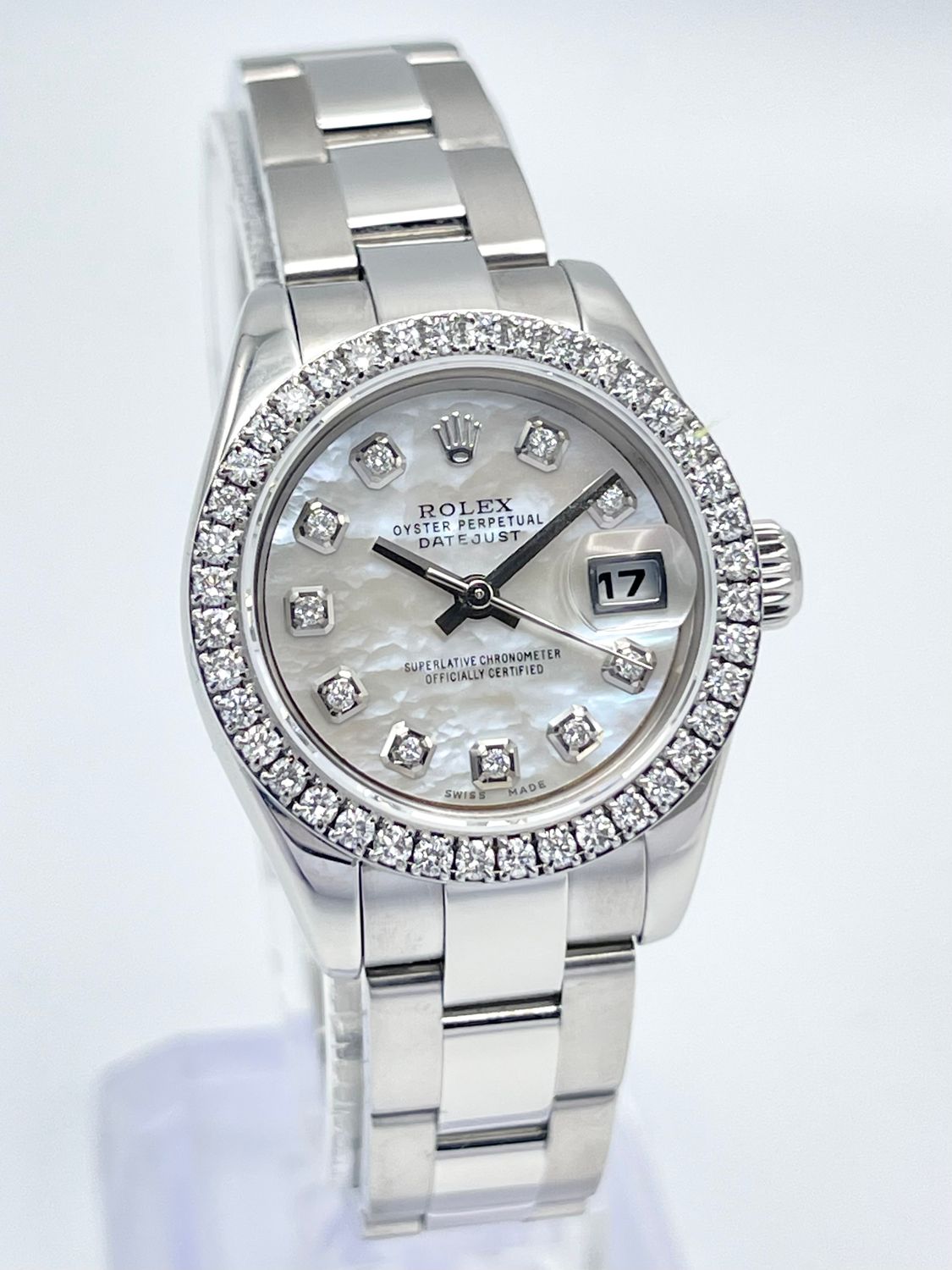 Rolex Datejust Ladies 26mm 179160 MOP Diamond Dial &amp; Diamond Bezel Box Papers
