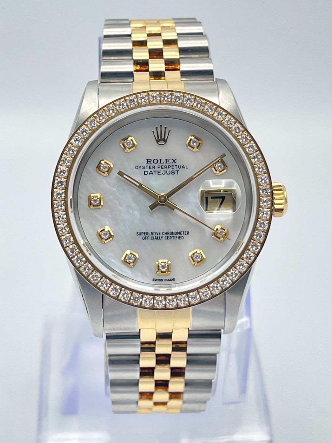 Rolex Datejust 16233 36mm Mother of Pearl Diamond Dial Jubilee Diamond Bezel Box