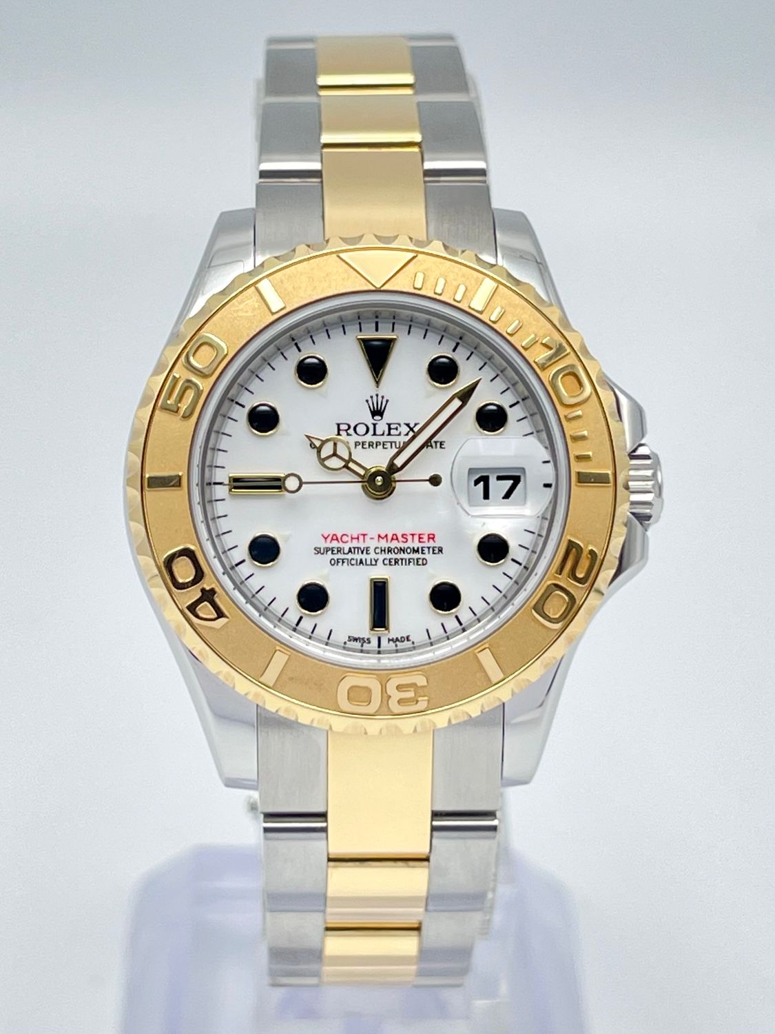 Rolex Oyster Perpetual Yacht-Master Date 29mm 169623 White Dial Gold Steel Paper