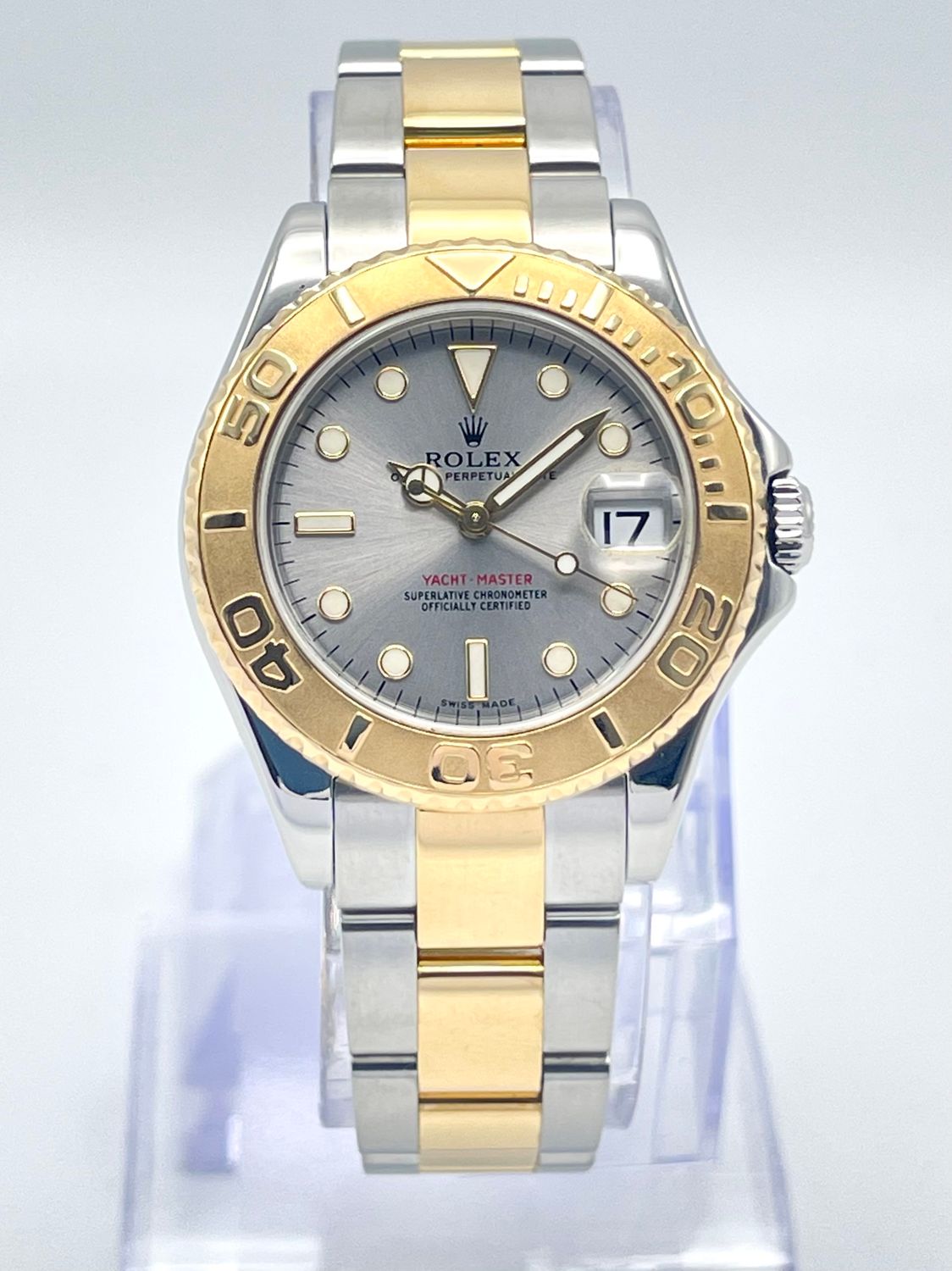 Rolex Oyster Perpetual Yacht-Master Date 35mm 168623 Grey Dial Gold Steel Papers