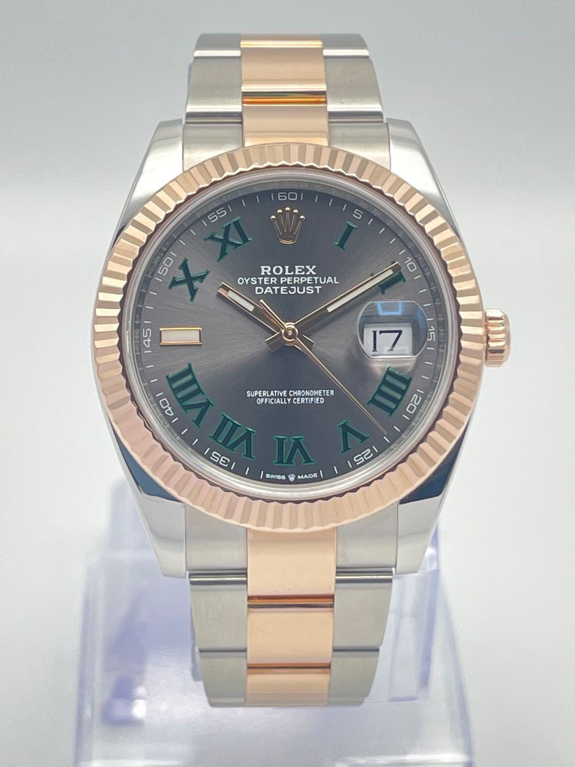 Rolex Datejust 126331 Bi-Metal Everose 41mm Wimbledon Fluted Oyster 2020 Papers