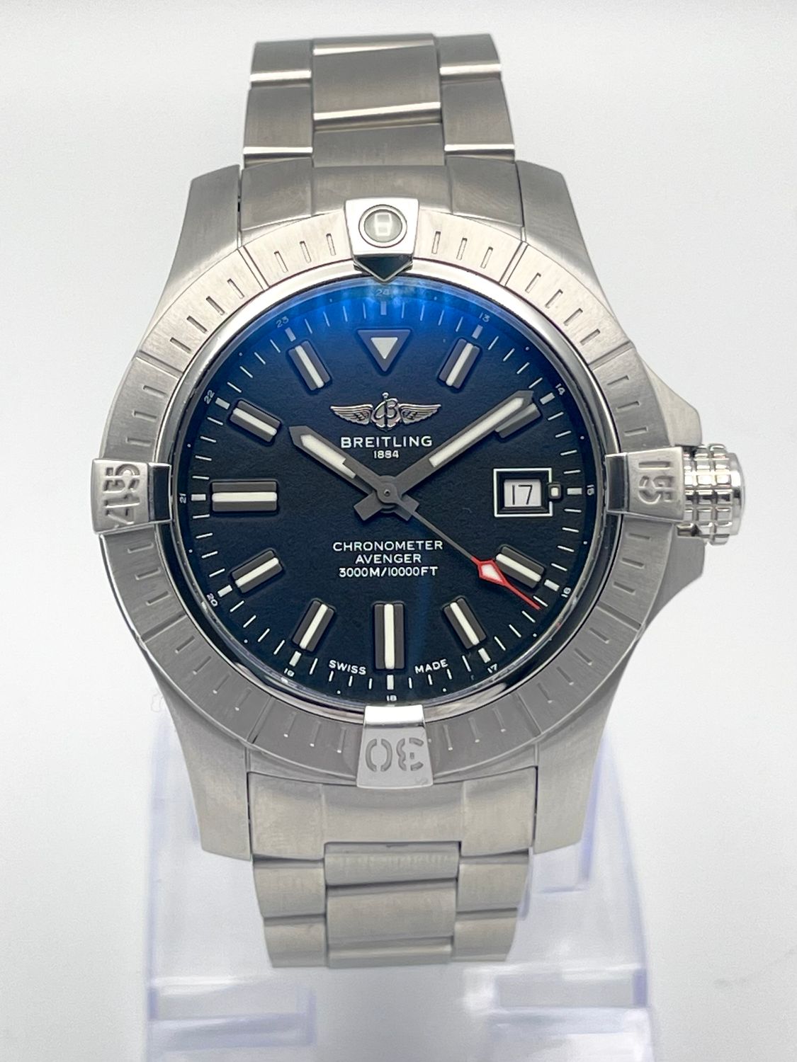 Breitling Avenger Chronometer 45mm Black Dial A17319 Steel Automatic Papers