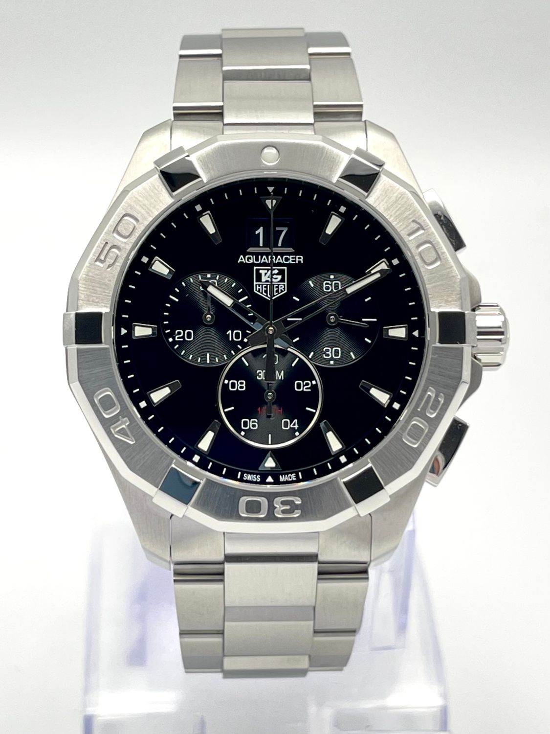 Tag Heuer Aquaracer CAY1110.BA0927 43mm Chronograph Black Dial Quartz Papers