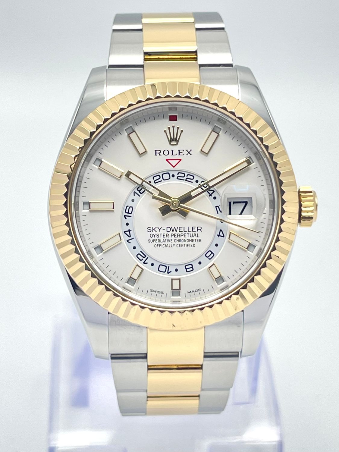 Rolex Sky-Dweller 326933 42mm White Dial Two Tone Oyster Bracelet Box &amp; Papers