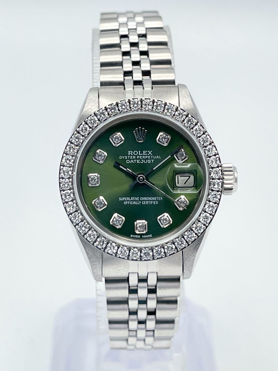 Rolex Datejust 26mm 6917 Olive Diamond Dial Diamond Bezel Jubilee Box