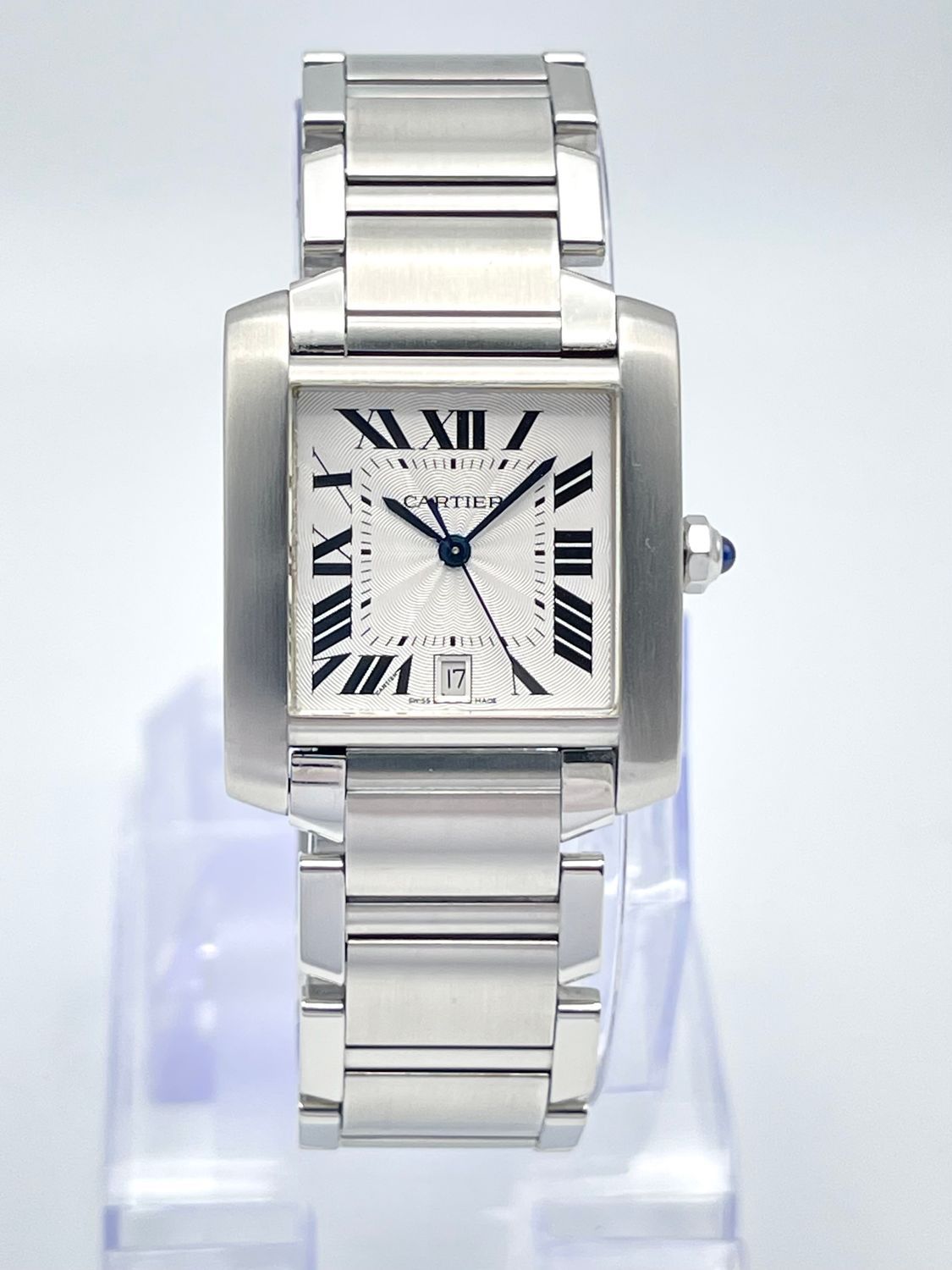 Cartier Tank Large Date 2302 28mm White Dial Stainless Steel Automatic Box