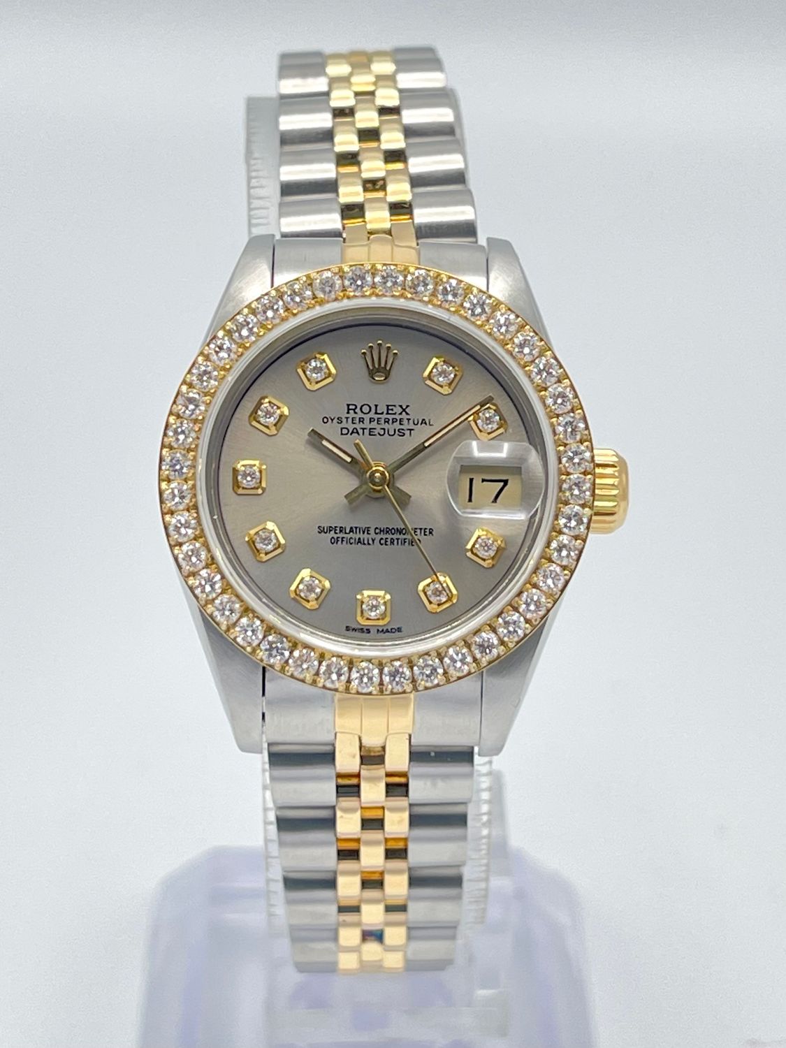 Rolex Datejust 26mm 69173 Grey Diamond Dial Diamond Bezel Two Tone Jubilee
