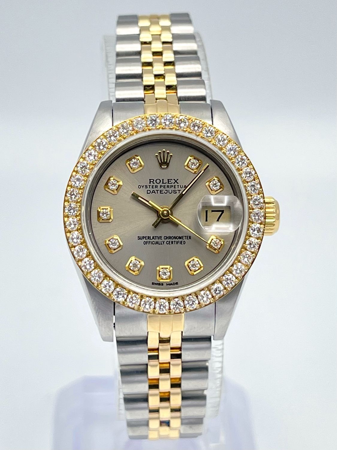 Rolex Datejust 26mm 69173 Grey Diamond Dial Diamond Bezel Two Tone Jubilee