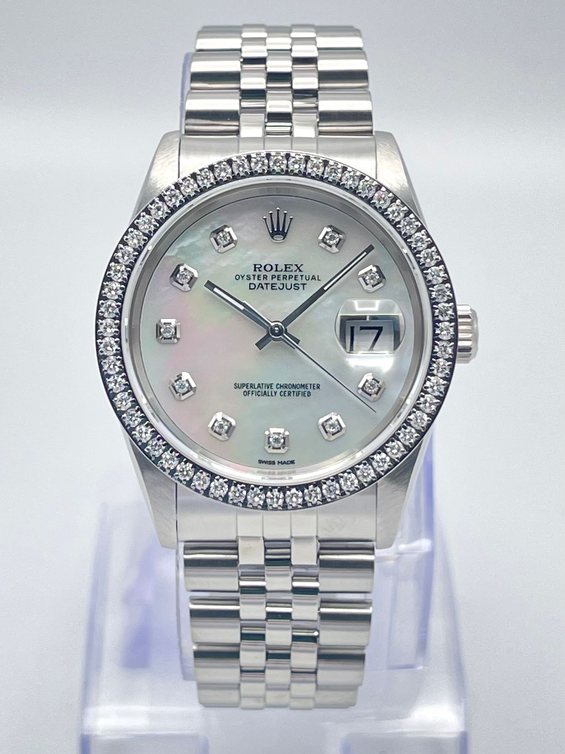 Rolex Datejust 16234 36mm Mother of Pearl Diamond Dial Jubilee Diamond Bezel Box