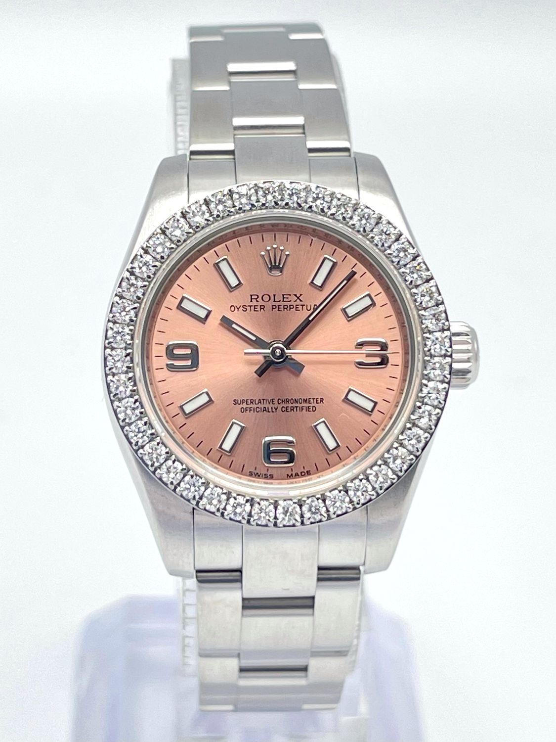 Rolex Oyster Perpetual 176234 26mm 3 6 9 Salmon Dial Diamond Bezel Box