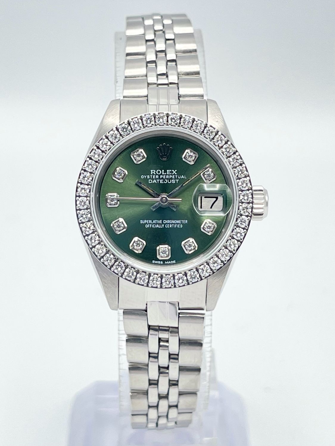 Rolex Datejust 26mm 6917 Olive Diamond Dial Diamond Bezel Jubilee Box