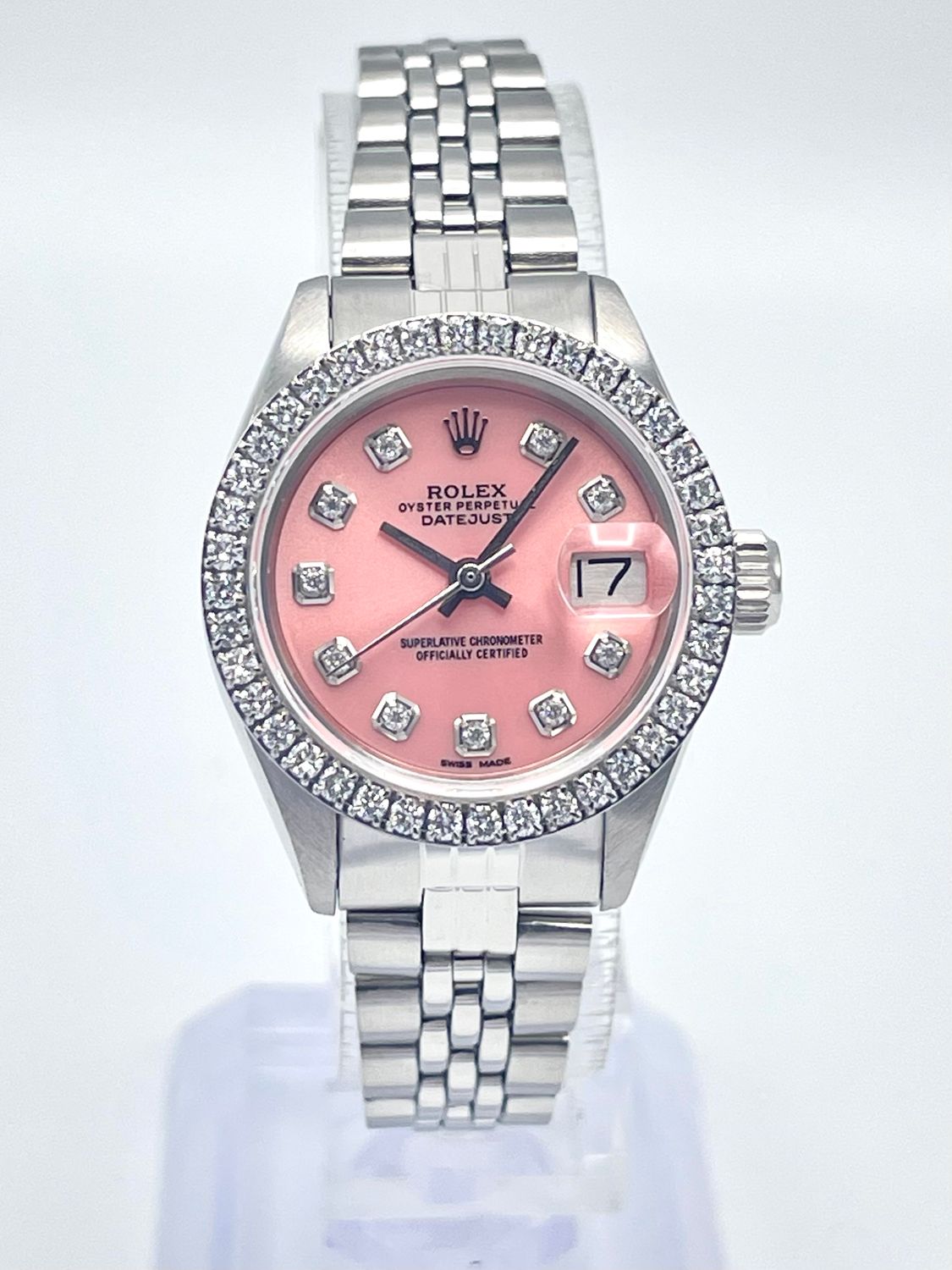Rolex Datejust 26mm 6917 Pink Diamond Dial Diamond Bezel Jubilee Box