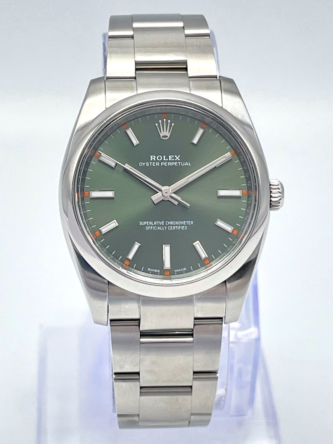 Rolex Oyster Perpetual Olive Dial 34MM 114200 Stainless Steel Box