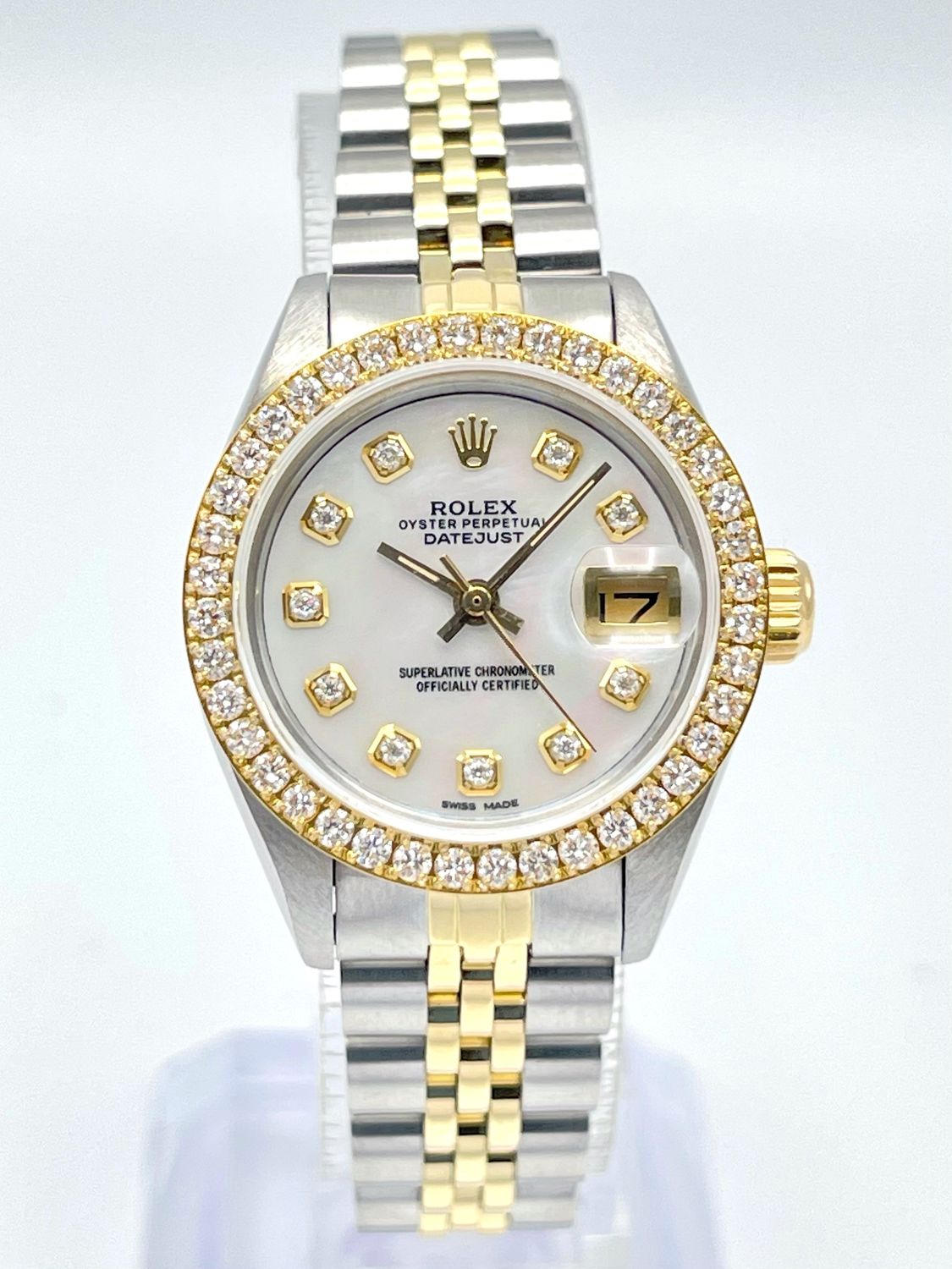 Rolex Datejust 26mm Bi Metal 6917 MOP Diamond Dial Diamond Bezel Jubilee Box