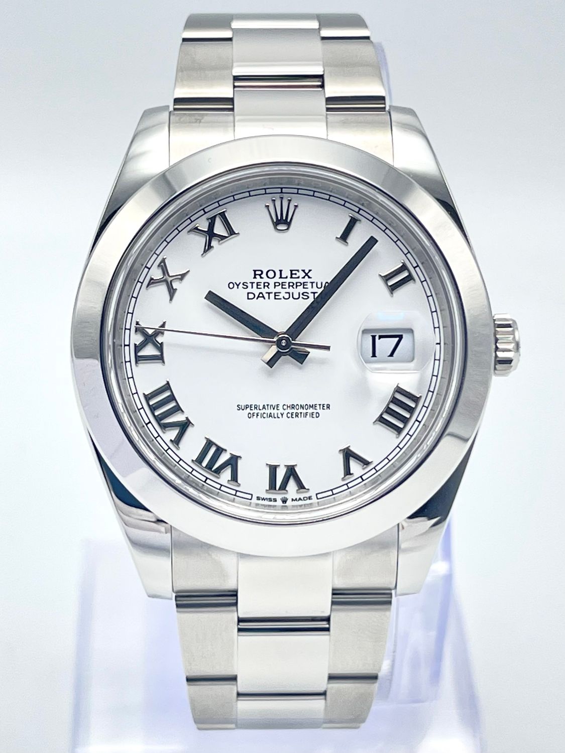 Rolex Datejust 126300 41mm White Roman Dial Smooth Bezel Stainless Papers 2022