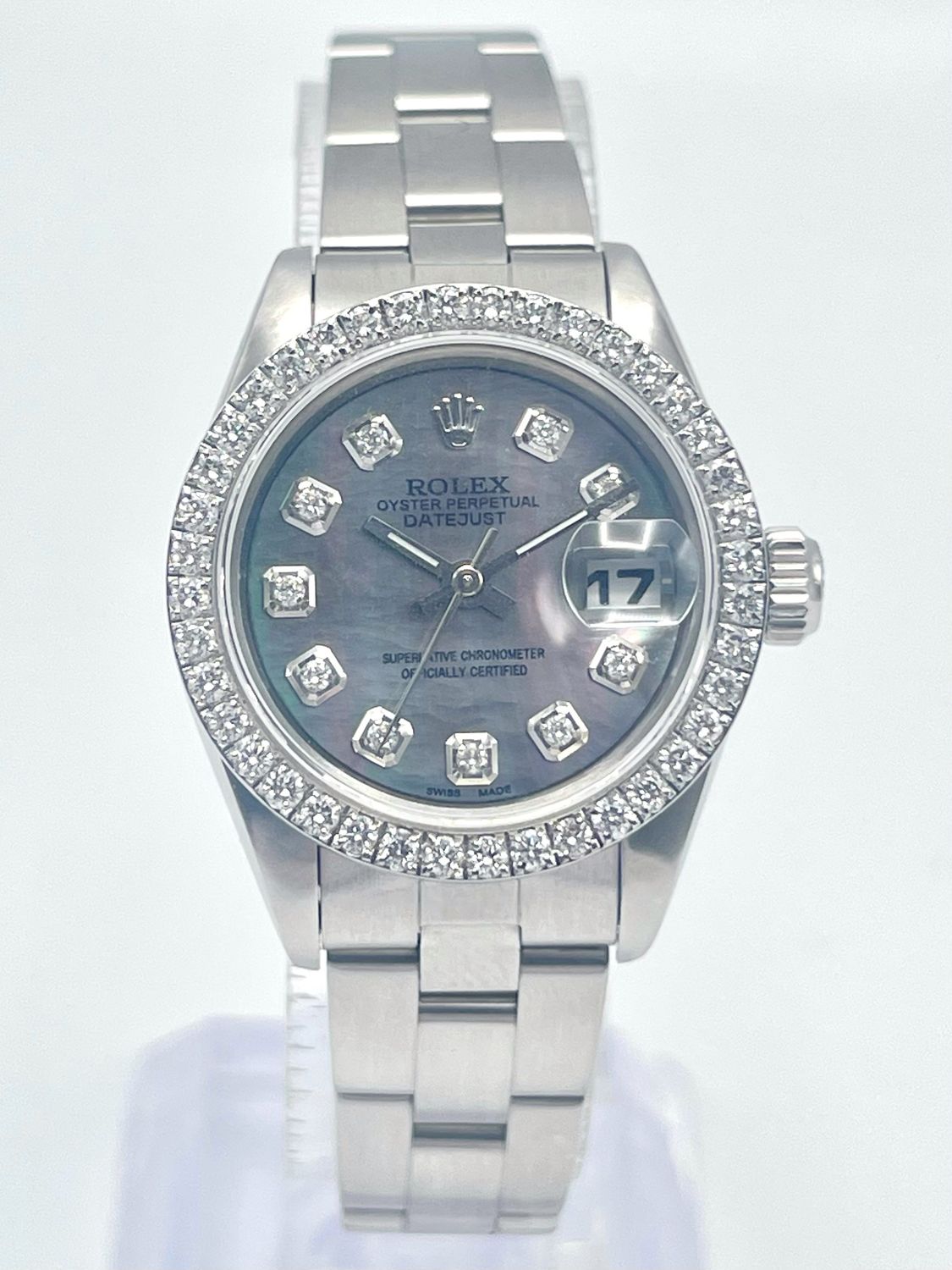 Rolex Datejust 26mm 69190 Tahitian MOP Diamond Dial Diamond Bezel Oyster Papers