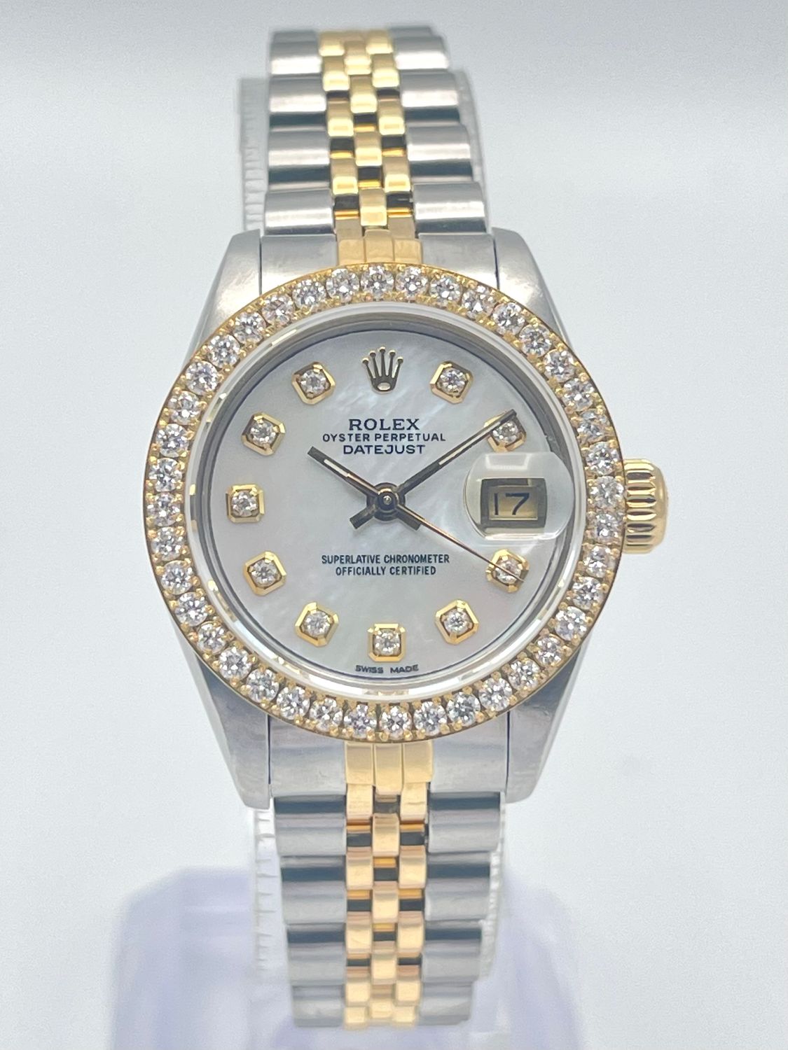 Rolex Datejust 26mm 69173 MOP Diamond Dial Diamond Bezel Two Tone Jubilee