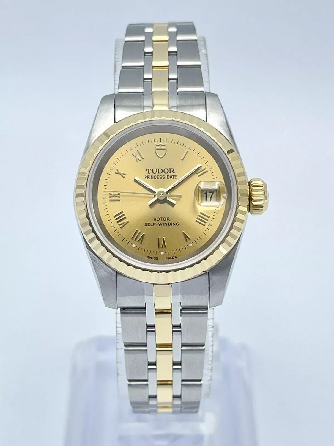 Tudor Princess Date 92413 25mm Champagne Gold Dial Two Tone Automatic Fluted