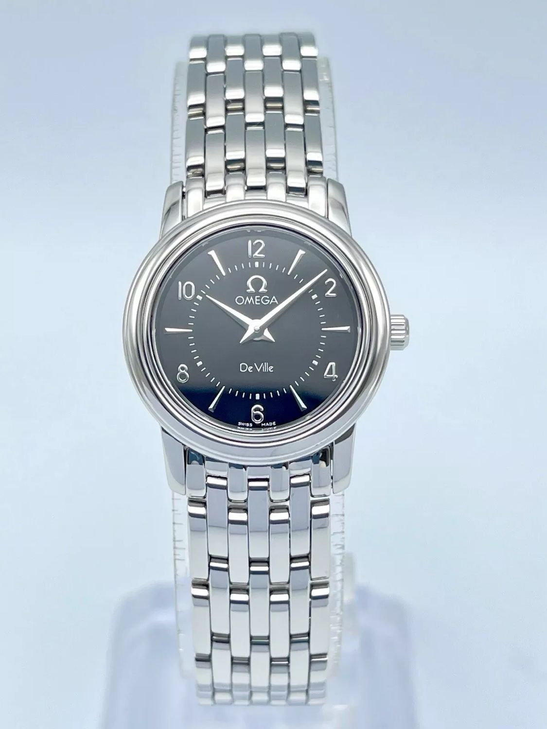 Ladies Omega De Ville 22mm Black Dial Stainless Steel Quartz 4570.50