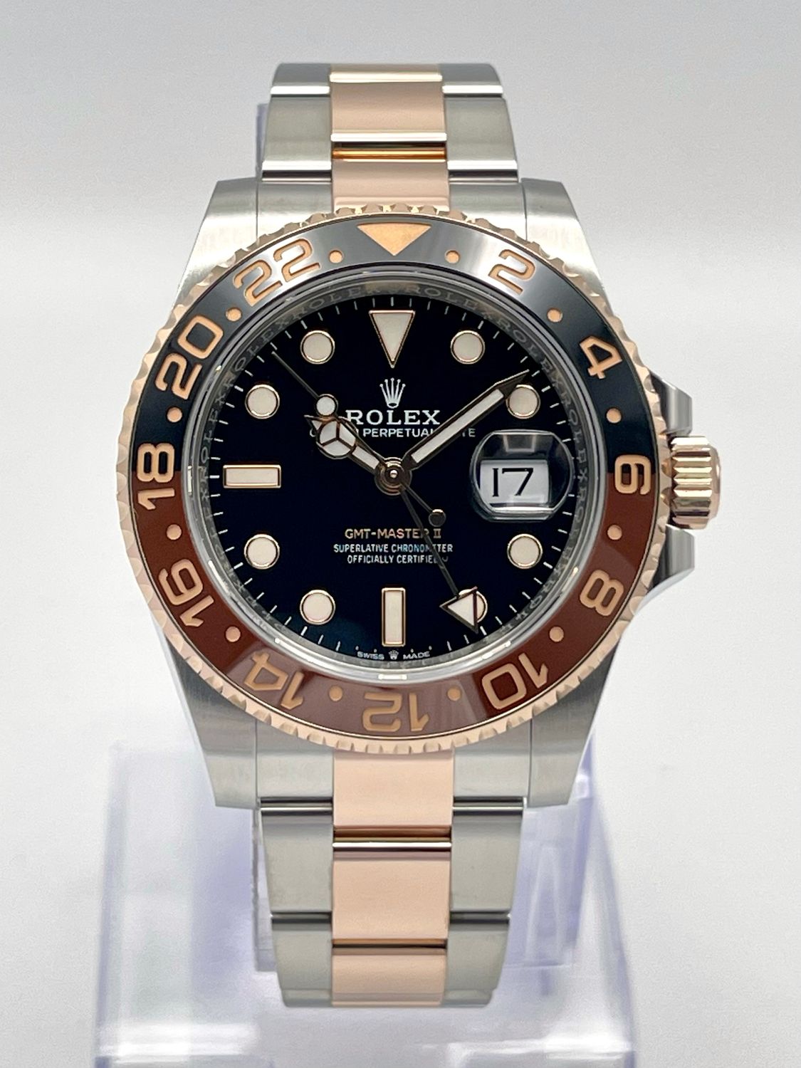Rolex GMT-Master II 126711CHNR 40mm Rootbeer Bi Metal Rose Gold Black Dial