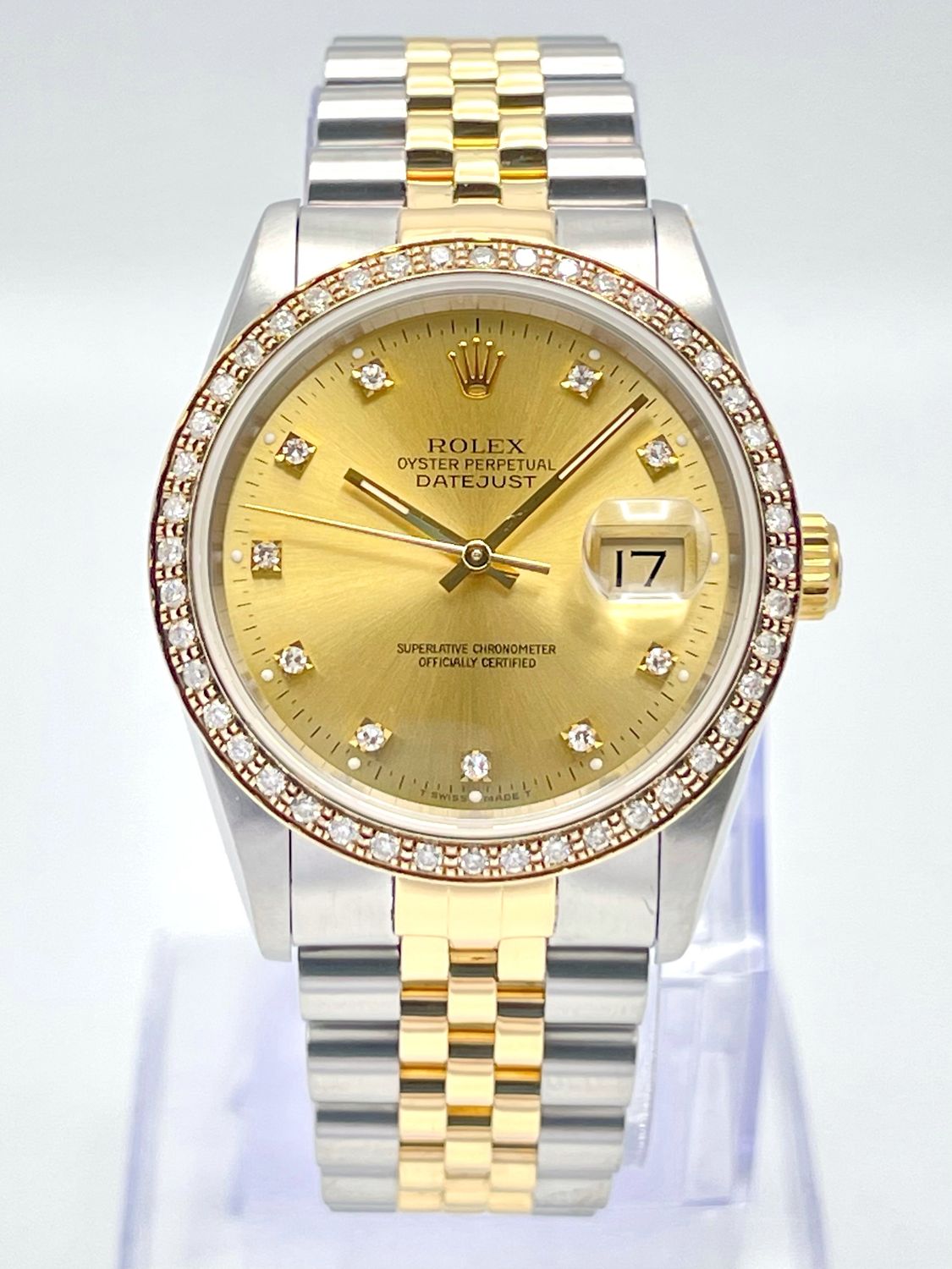 Rolex Datejust 16233 36mm Factory Champagne Diamond Dial Jubilee Diamond Bezel