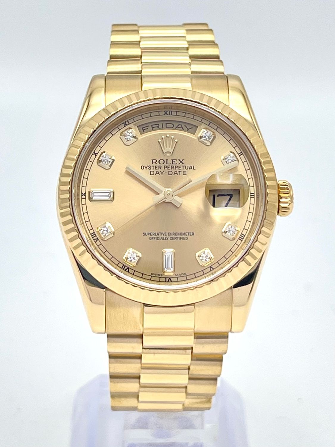 Rolex Day Date 36mm 118238 18K Yellow Gold Factory Champagne Diamond Dial Box