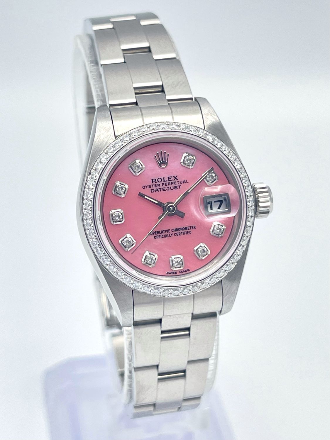 Rolex Datejust Ladies 26mm 69160 Pink MOP Diamond Dial &amp; Diamond Bezel Papers