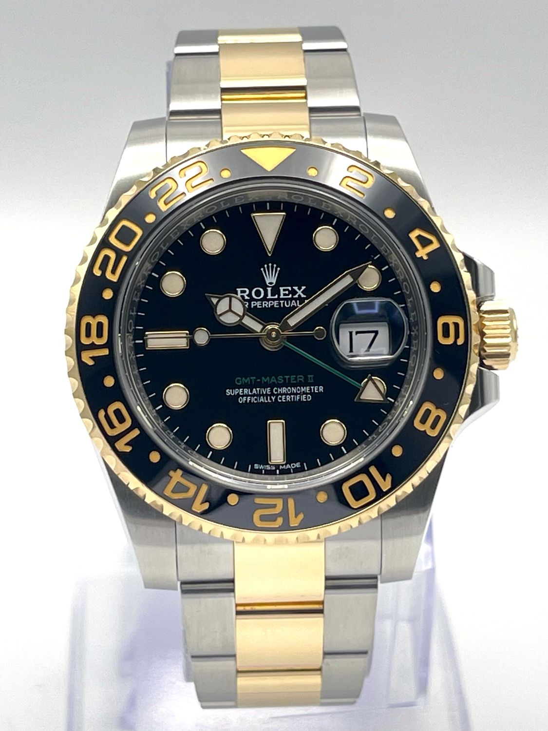 Rolex GMT-Master II 116713LN 40mm Two Tone Bi Metal Yellow Gold Black Dial Paper