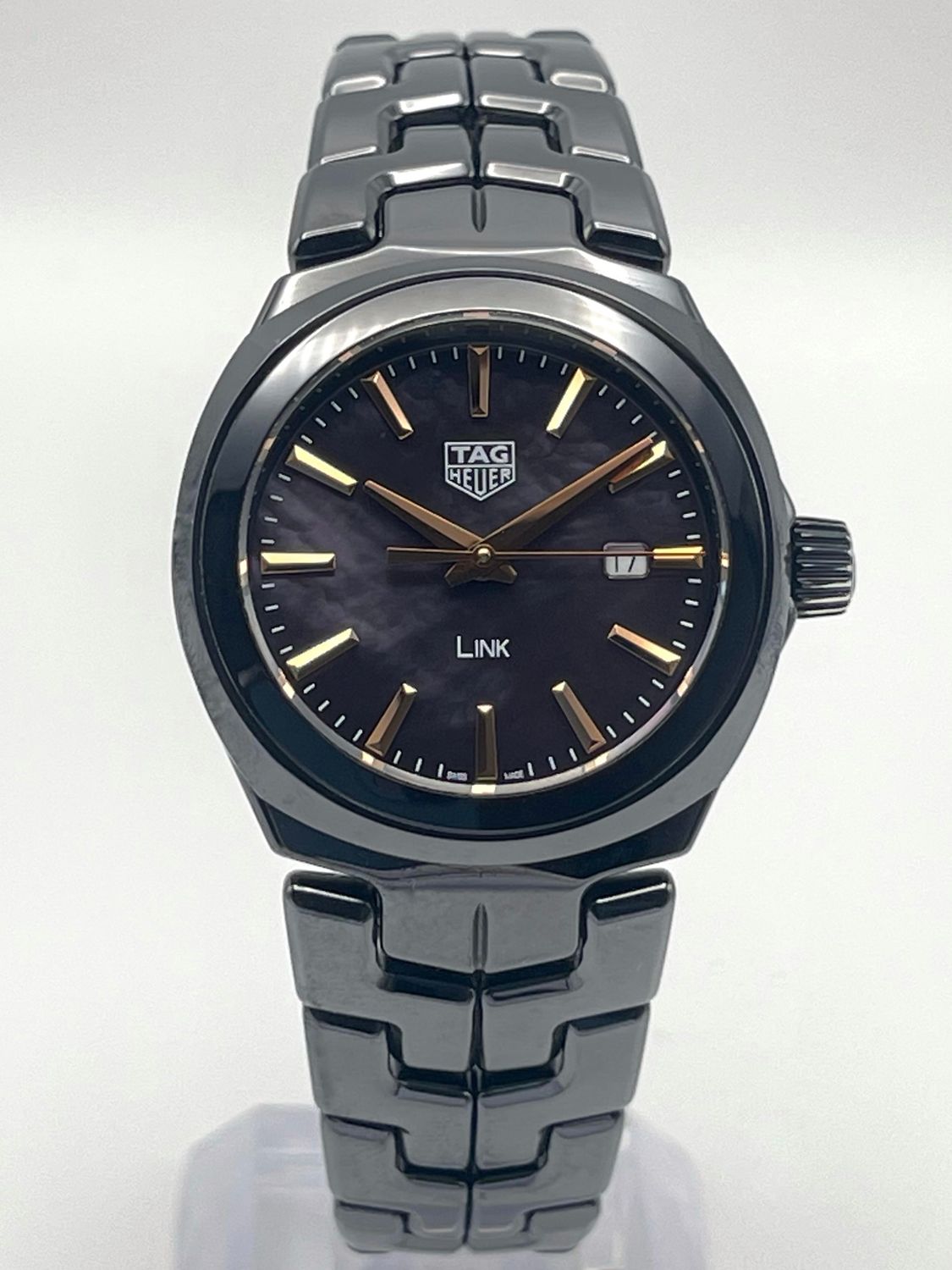 Tag Heuer Link WBC1392 32mm Ceramic Black MOP Dial Smooth Bezel Papers