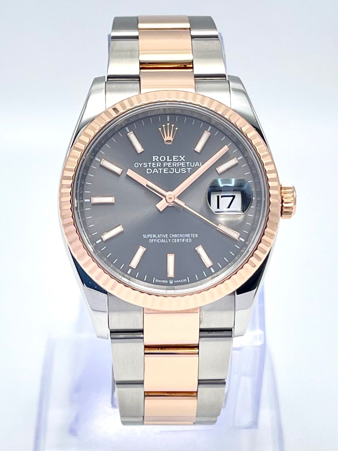 Rolex Datejust 126231 36mm Slate Baton Dial Rose Gold Oyster Fluted Papers 2018