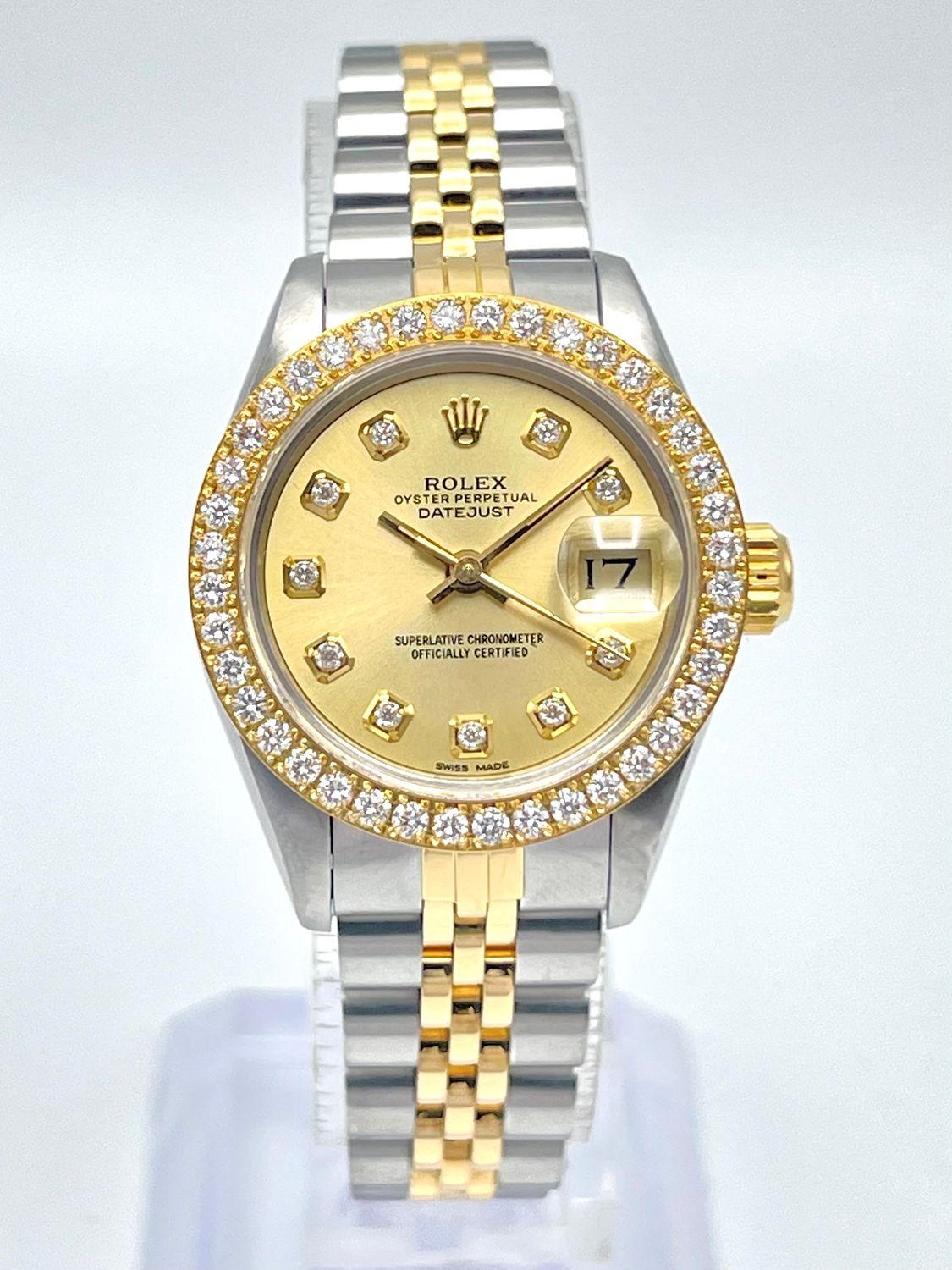 Rolex Datejust 26mm 69173 Champagne Diamond Dial Diamond Bezel Two Tone Box
