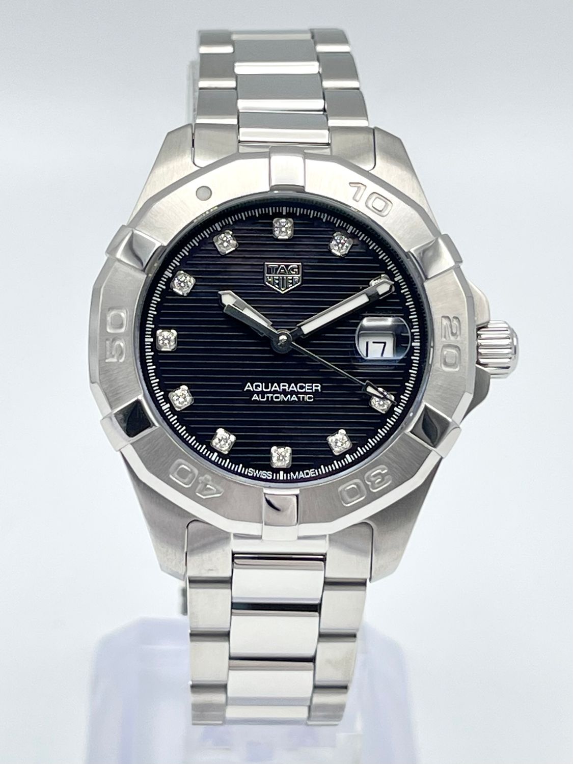 Tag Heuer Aquaracer WBD2312 32mm Black MOP Diamond Dial Automatic Papers