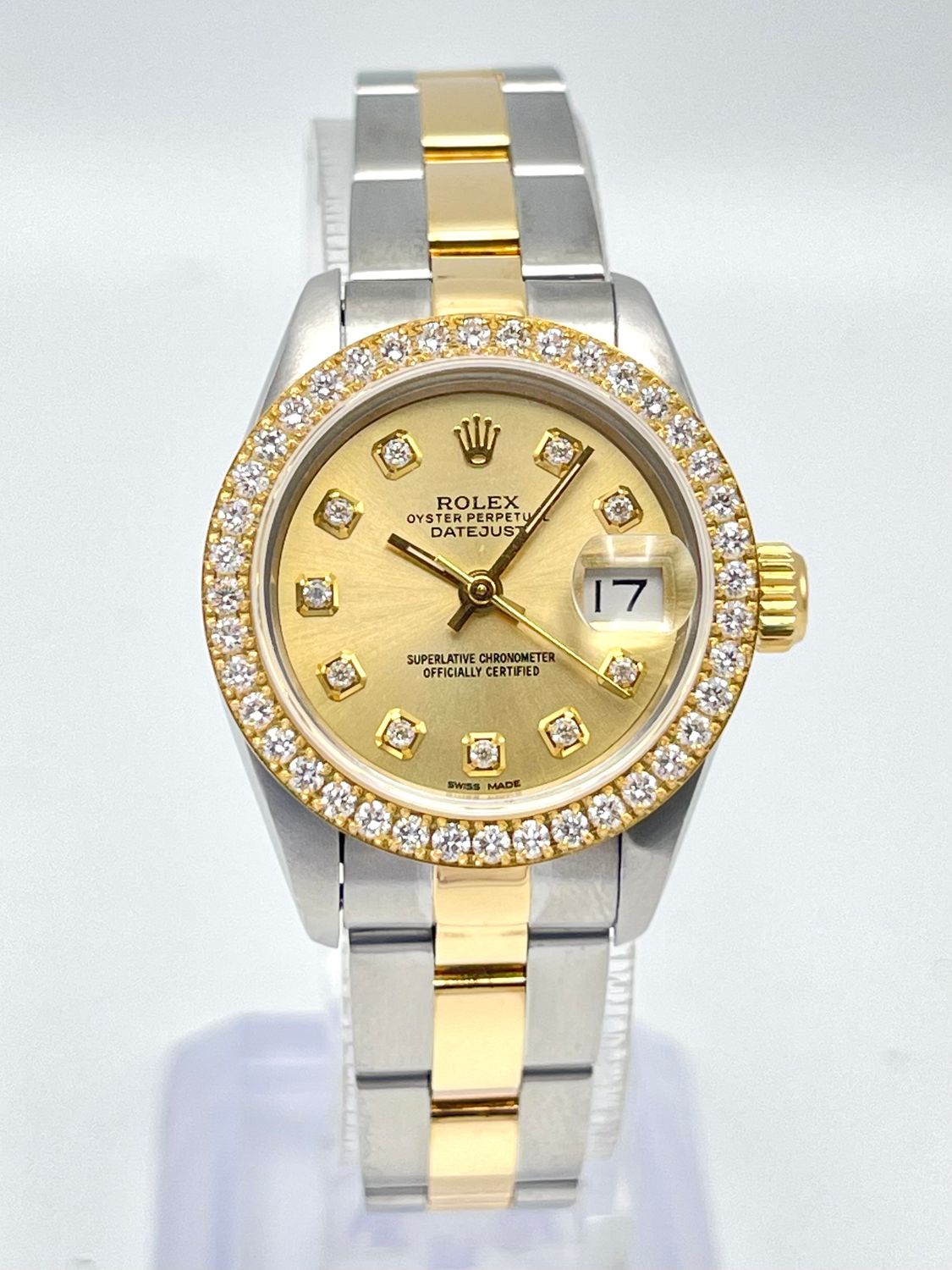Rolex Datejust 26mm 69173 Champagne Diamond Dial Diamond Bezel Two Tone Papers