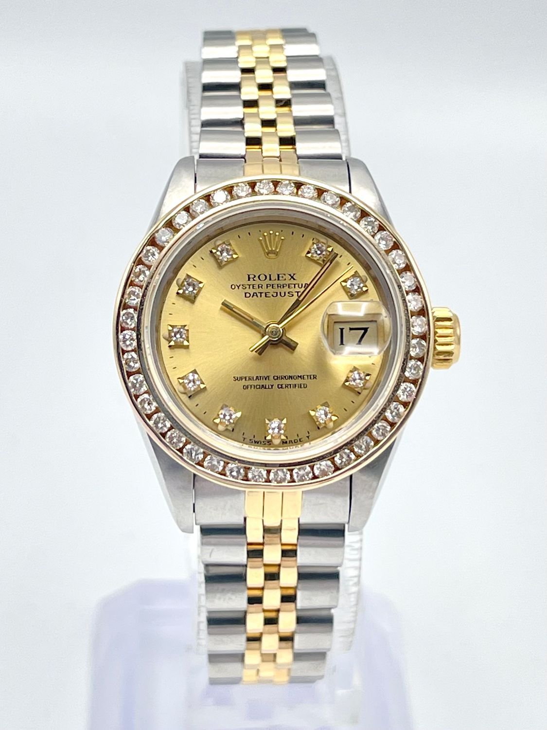 Rolex Datejust 26mm 69173 Factory Champagne Diamond Dial Diamond Bezel Two Tone