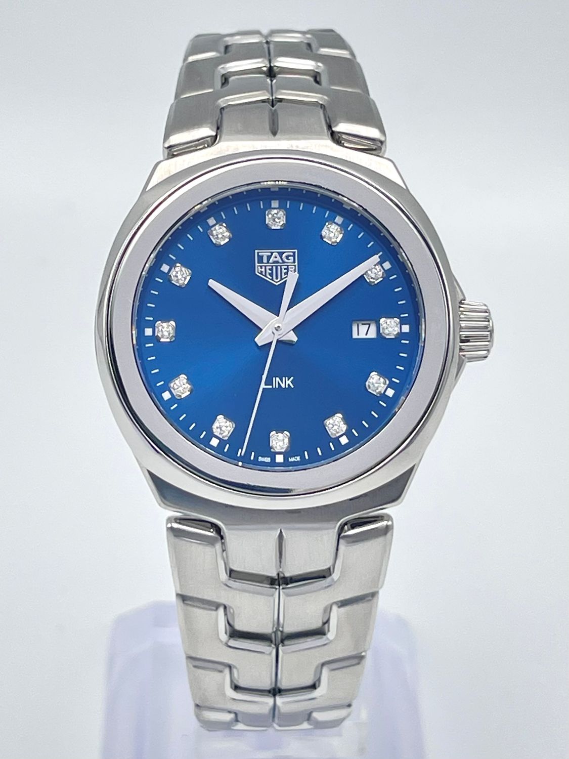 Ladies Tag Heuer Link WBC1318 32mm Blue Diamond Dial Steel Quartz Papers