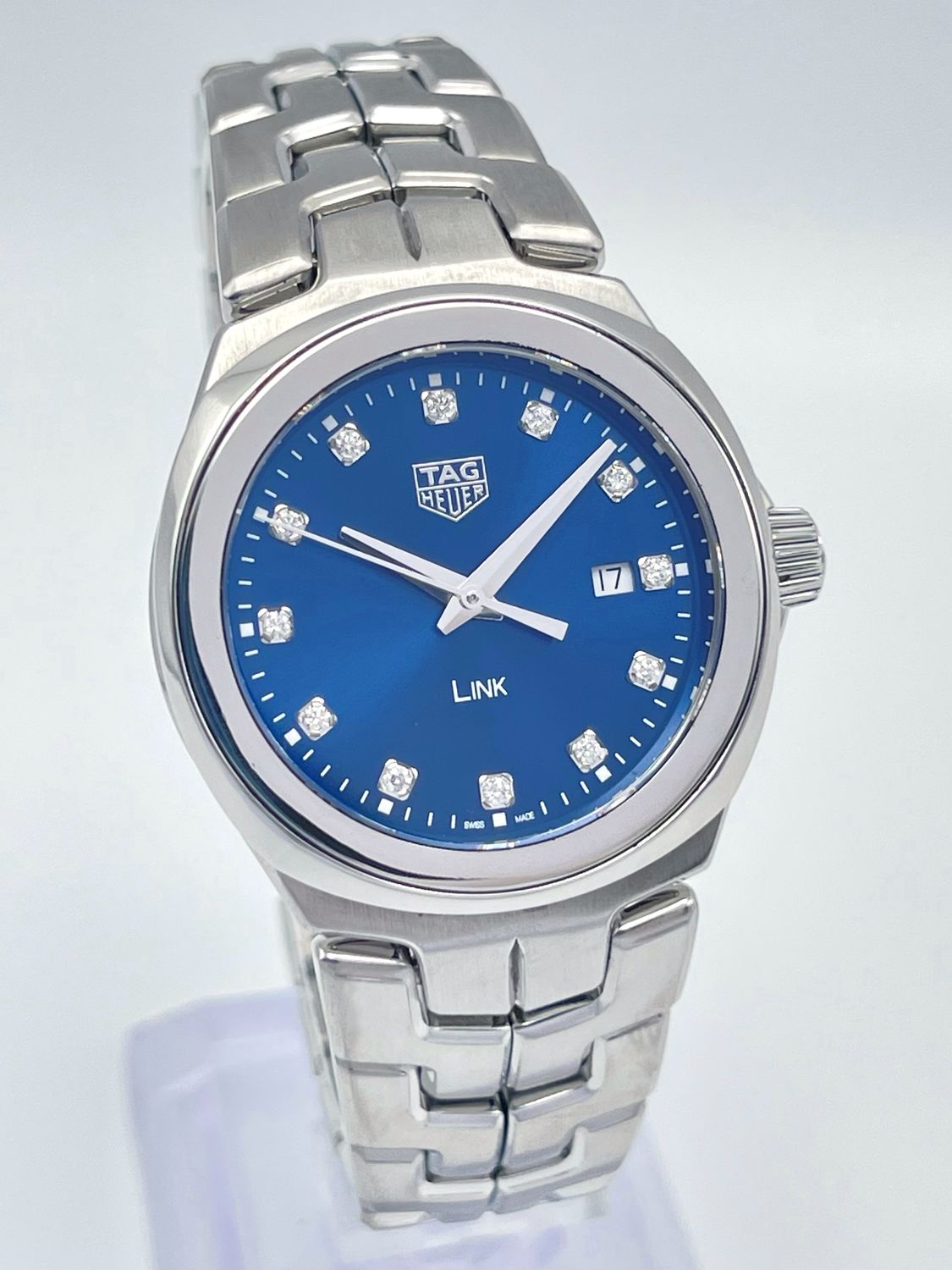 Ladies Tag Heuer Link WBC1318 32mm Blue Diamond Dial Steel Quartz Papers