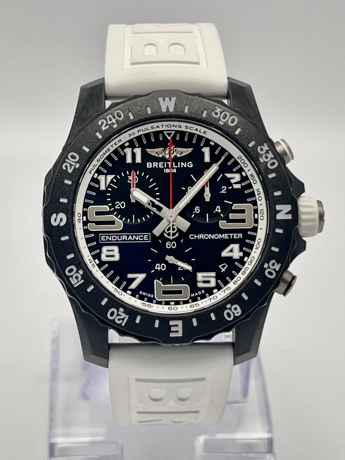 Breitling Endurance Pro 44mm Chronometer X82310 Black Dial White Strap Papers